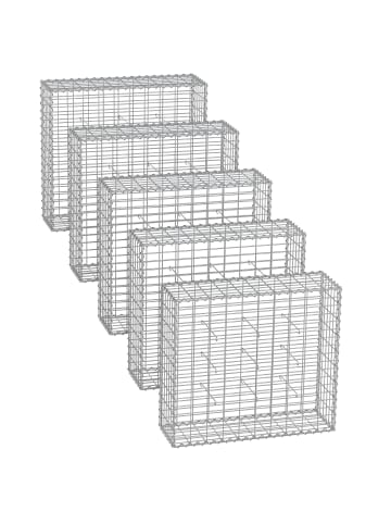SONGMICS 5er-Set: Gabione in Silbern - (B)100 x (H)90 x (T)30 cm