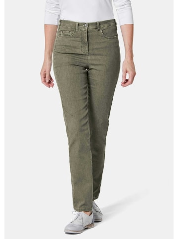 GOLDNER Kurzgröße:  Damen Jeans Slim Fit LOUISA mit Stretch-Anteil in moorgrün