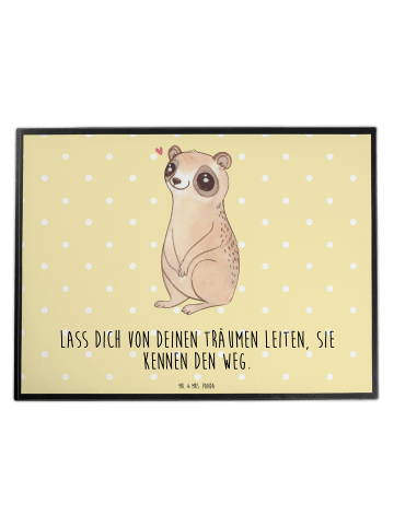 Mr. & Mrs. Panda Tischschoner Plumplori Glücklich mit Spruch in Gelb Pastell