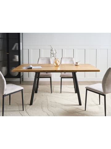 Beliani Ausziehbarer Tisch HARLOW in Braun/Schwarz - (W) 90 x (H) 75 x (L) 140 cm
