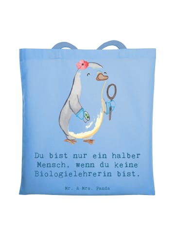 Mr. & Mrs. Panda Shopping Tasche Biologielehrerin Herz mit Spruch in Sky Blue