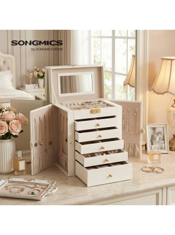 SONGMICS Schmuckkasten Bridie in Weiß - (B)15.6 x (H)32 x (T)26 cm