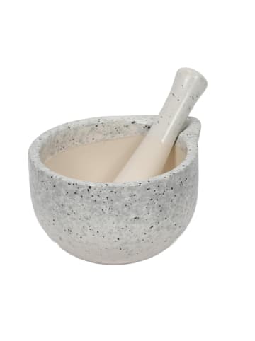 Excellent Houseware Küchenmörser mit Stößel, Keramik in Weiß, (B) 10,5 x (H) 6 x (L) 10,5 cm