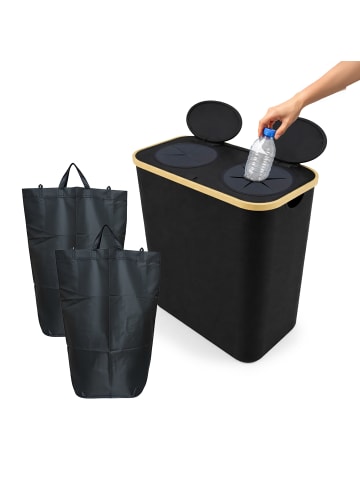 relaxdays Pfandflaschen-Sammelbehälter in Schwarz - 140 Liter