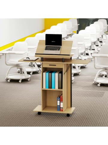 HOMCOM Podiumsständer in Eiche 126L x 37B x 136H cm