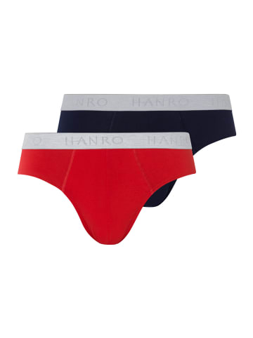 Hanro 2er-Pack Slips Cotton Essentials in deep navy/ bright red