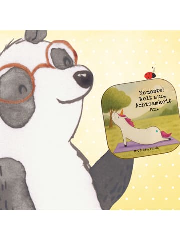 Mr. & Mrs. Panda Untersetzer Einhorn Yoga Design mit Spruch in Weiß
