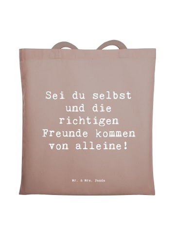 Mr. & Mrs. Panda festivaltasche Spruch Neue Freunde finden mit S... in Braun Pastell