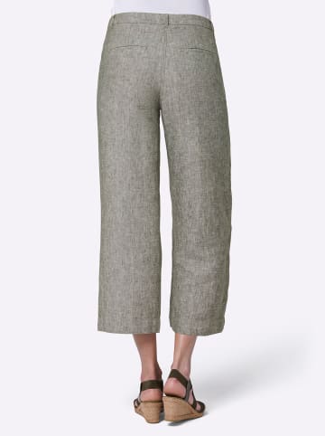 creation L Leinen-Hose in khaki-weiß-meliert