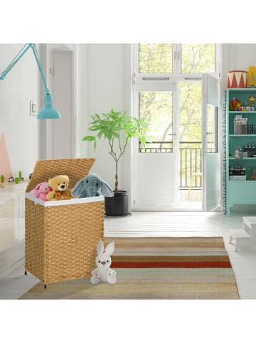 relaxdays Wäschekorb in Grau/ Beige - (B)46 x (H)60 x (T)34 cm