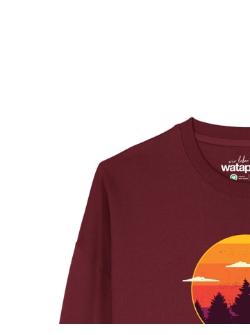 wat? Apparel Sweatshirt Sunset forest in Weinrot