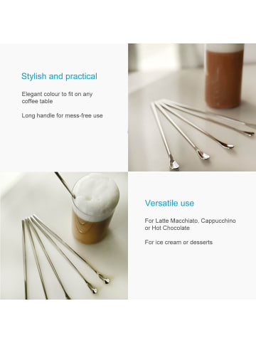 Intirilife 6er Set Latte Macchiato Löffel Edelstahl in Silber