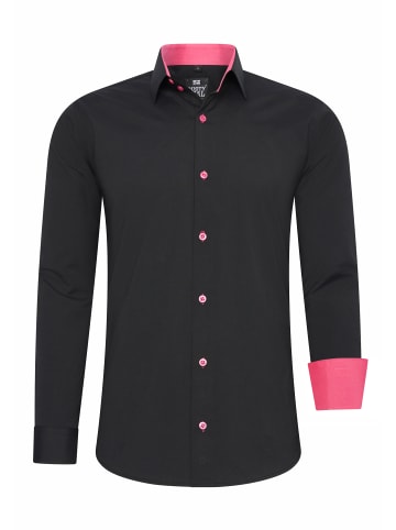 Rusty Neal Business Hemd Slim Fit Premium Cotton-Stretch in Schwarz / Pink