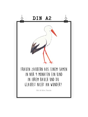 Mr. & Mrs. Panda Poster Storch mit Spruch in Weiß
