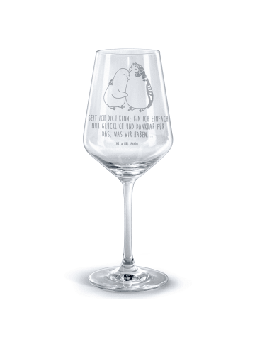 Mr. & Mrs. Panda Rotwein Glas Wellensittich Liebe mit Spruch in Transparent