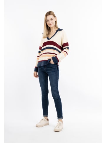 DreiMaster Maritim Damen Strickpullover in Wollweiss Mehrfarbig
