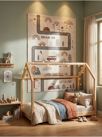 KADIMA DESIGN Kinderteppich Dinosaurier Waschbar Rutschfest Spielteppich in Creme