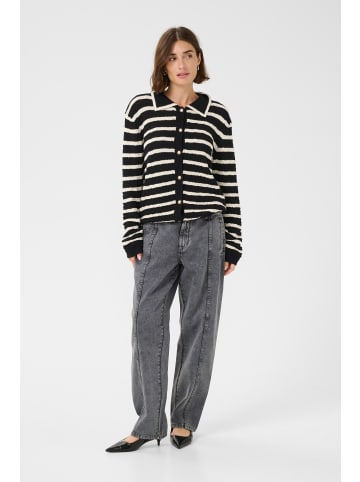 CULTURE Strickjacke CUursula Casual fit in Black/Whitecap Stripe