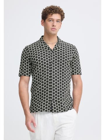 CASUAL FRIDAY Gepunktetes Kurzarmhemd V-Ausschnitt Regular Fit in Dunkelblau
