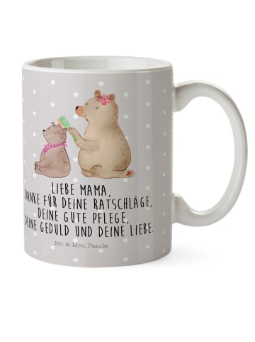 Mr. & Mrs. Panda Mehrwegbecher Bär Kind mit Spruch in Grau Pastell