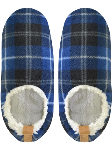 normani Herren-Slipper Hausschuhe Karo in Blau