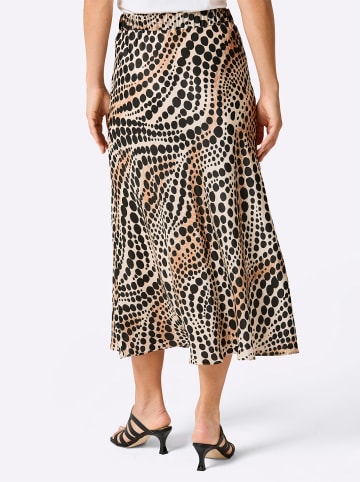 creation L Seiden-Viskose-Rock in elfenbein-schwarz-bedruckt