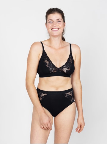 Erlich Textil  Alisa Big Cup Bustier mit Spitze große Cups aus Modal, Alisa Big Cup Bustier mit Spitze große Cups aus Modal - breites Unterbrustband, Alisa granatapfel mit Spitze große Cups aus Modal, Alisa salbei mit Spitze große Cups aus Modal in schwarz