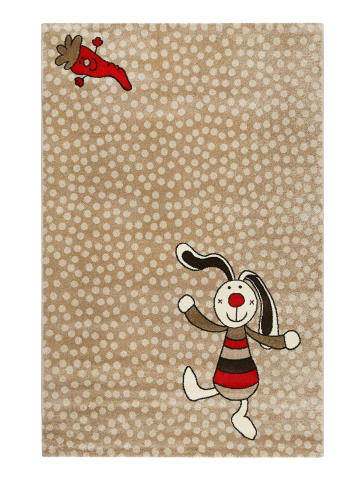 Teppich "Rainbow Rabbit" in Beige/Taupe/Rot/Weiss
