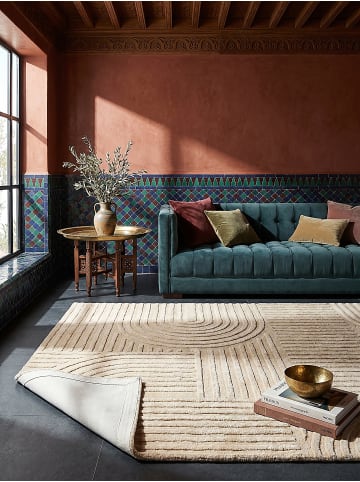 KADIMA DESIGN Teppich Wolle Handgetuftet LEVEN Skandinavisch Geometrisch Modern in Beige