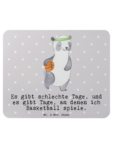 Mr. & Mrs. Panda Maus Pad Panda Basketball mit Spruch in Grau Pastell
