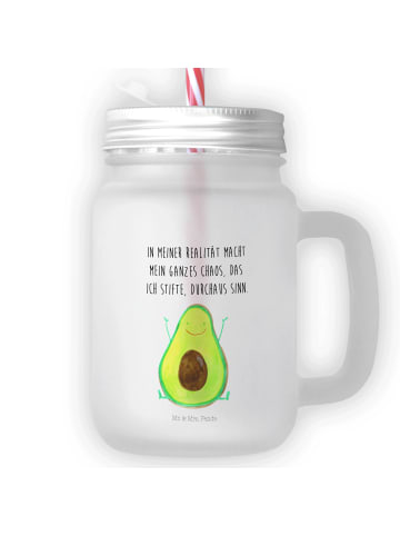 Mr. & Mrs. Panda Trinkglas Avocado Glücklich mit Spruch in Transparent