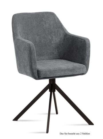 58 aufm Kessel ARMLEHNSTUHL (2er-Set) Dulcy 57x87x60 Schwarz/Grau