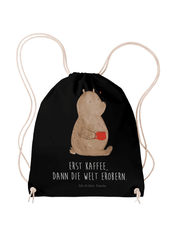 Mr. & Mrs. Panda wander rucksack Bär Kaffee mit Spruch in Schwarz