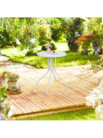 relaxdays Gartentisch in Weiß - (H)73 x Ø 60 cm