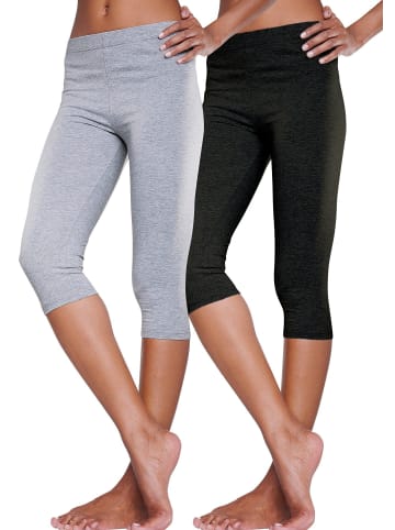 Vivance Active Caprileggings in 1x hellgrau-meliert, 1x schwarz