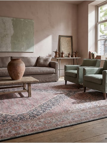 KADIMA DESIGN Teppich Flachgewebe Pflegeleicht HURST Orientalisch Medallion Muster in Rosa