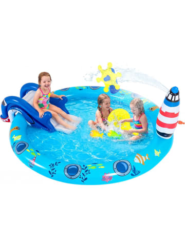 COSTWAY Aufblasbares Planschbecken Kinder 188 x 153 x 63 cm in Blau