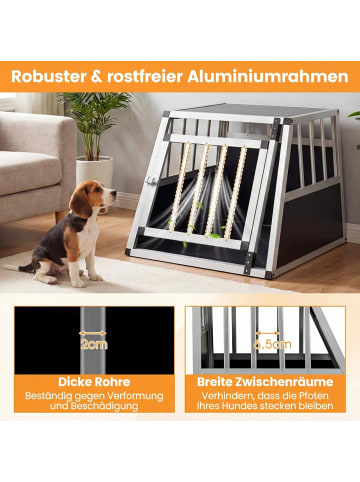 COSTWAY Hundetransportbox Alu Hundebox 69,5 x 54 x 50,5 cm in Schwarz