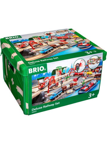 Ravensburger BRIO World 33052 Straßen & Schienen Bahn Set Deluxe Holzbahn Eisenbahn 3+