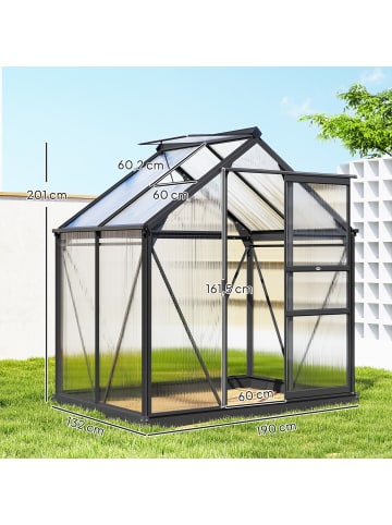 Outsunny Gewächshaus 190L x 132B x 201H cm Grau+Transparent