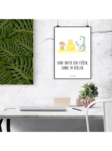 Mr. & Mrs. Panda Wandbild Sommer Meer Strand mit Spruch in Weiß