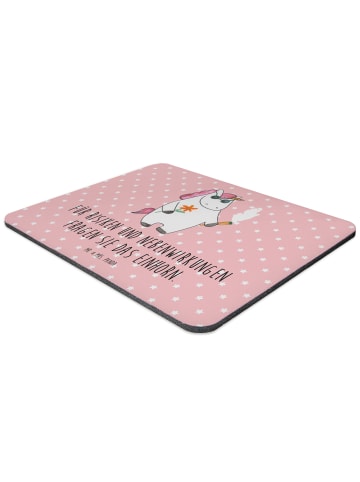 Mr. & Mrs. Panda Mauspad Einhorn Woodstock mit Spruch in Rot Pastell