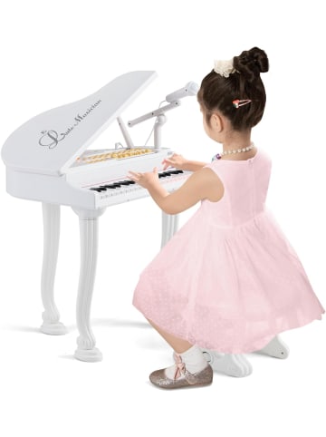 COSTWAY Keyboard 37 Tasten mit Hocker Mikrofon in Weiß