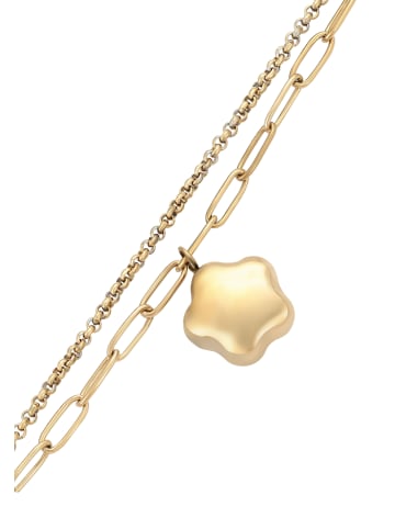 faina Women Double Strand Chain Link Bracelet With Pendant in Gold