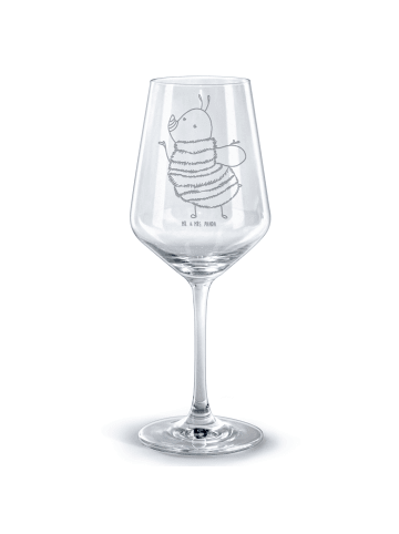 Mr. & Mrs. Panda Weinglas Hummel flauschig ohne Spruch in Transparent