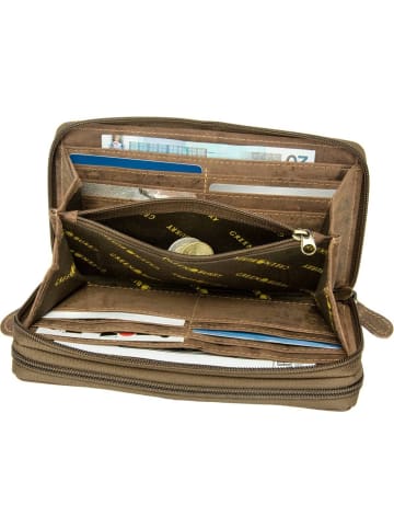 Greenburry Geldbörse Vintage Leder-Doppel-Langbörse in Sattelbraun