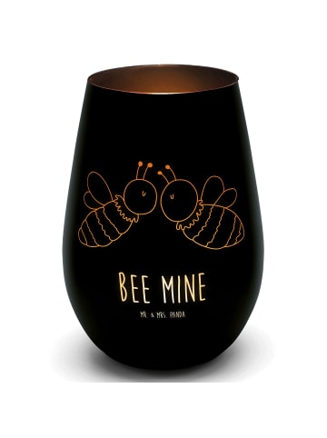 Mr. & Mrs. Panda Glas Windlicht Biene Liebe mit Spruch in Schwarz