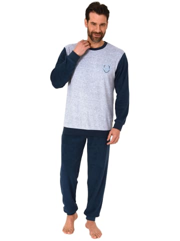 NORMANN Frottee Pyjama langarm Schlafanzug Bündchen - 58913 in Grau