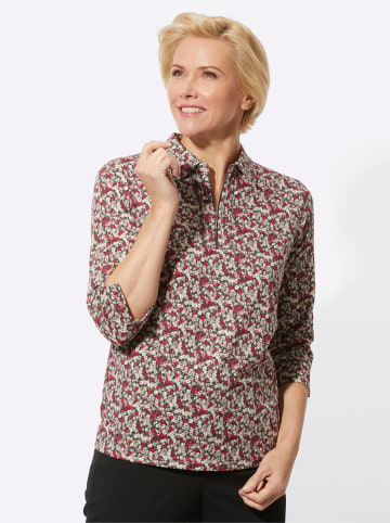 WITT WEIDEN Poloshirt in rot-steingrau-bedruckt