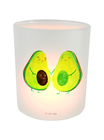 Mr. & Mrs. Panda Teelichthalter Glas Avocado Pärchen ohne Spruch in Transparent